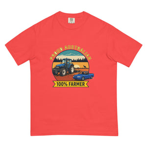 The Tractor Mugs Store Paprika New Holland TM 135 PROUD AUSTRALIAN 100% FARMER Outdoor | Unisex Premium T-shirt Quality Farmers Merch