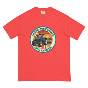 The Tractor Mugs Store Paprika New Holland TM 135 PROUD AUSTRALIAN 100% FARMER Retro | Unisex Premium T-shirt Quality Farmers Merch