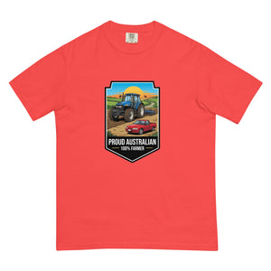 The Tractor Mugs Store Paprika New Holland TM 155 PROUD AUSTRALIAN 100% FARMER Bright | Unisex Premium T-shirt Quality Farmers Merch