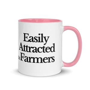 The Tractor Mugs Store Pink / 11 oz EASILY ATTRACTED TO FARMERS | Mug with Color Inside Quality Farmers Merch