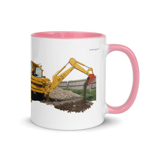 The Tractor Mugs Store Pink / 11 oz JCB 3 Working Oil Painting | Mug with Colour Inside Quality Farmers Merch