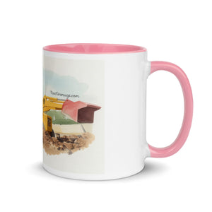 The Tractor Mugs Store Pink / 11 oz JCB 3C II Watercolor | Mug with Colour Inside Quality Farmers Merch