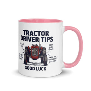 The Tractor Mugs Store Pink / 11 oz Tractor Driving Tips | Mug with Color Inside Quality Farmers Merch