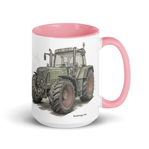 The Tractor Mugs Store Pink / 15 oz Fendt Favorit 818 Pencil Sketch | Mug with Color Inside Quality Farmers Merch