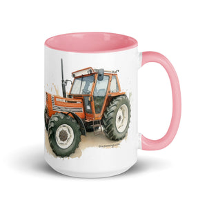 The Tractor Mugs Store Pink / 15 oz FIAT 110-90 DT Watercolor | Mug with Color Inside Quality Farmers Merch