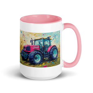 The Tractor Mugs Store Pink / 15 oz Renault ares 696 rz Splash Art | Mug with Color Inside Quality Farmers Merch