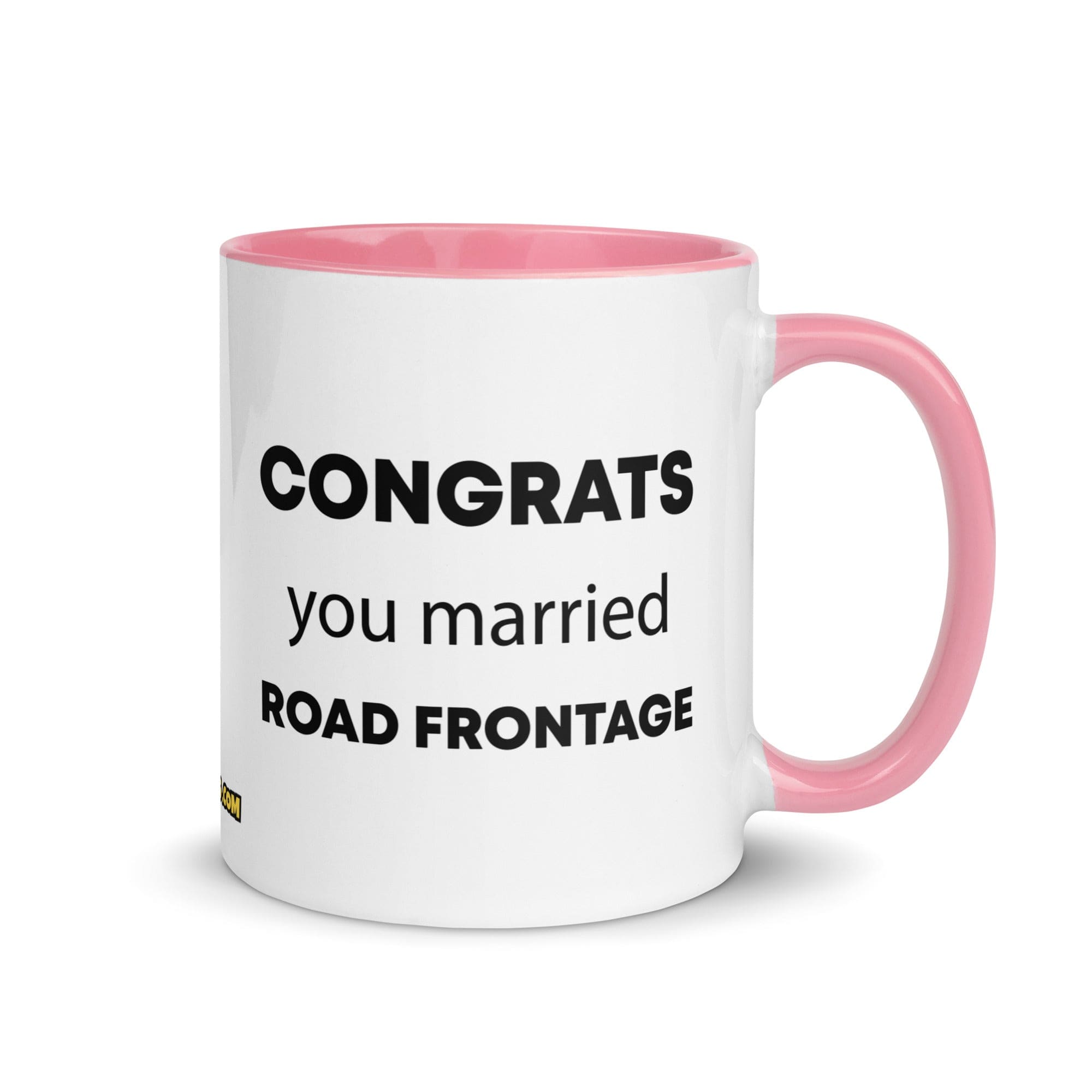 The Tractor Mugs Store Pink Congrats You Married Road Frontage | Mug with Color Inside Quality Farmers Merch