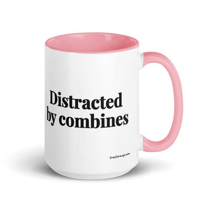 The Tractor Mugs Store Pink Distracted by Combines | 15 oz Mug with Color Inside Quality Farmers Merch