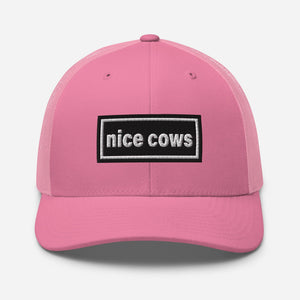 The Tractor Mugs Store Pink Oasis Style Retro Nice Cows | Trucker Cap Quality Farmers Merch