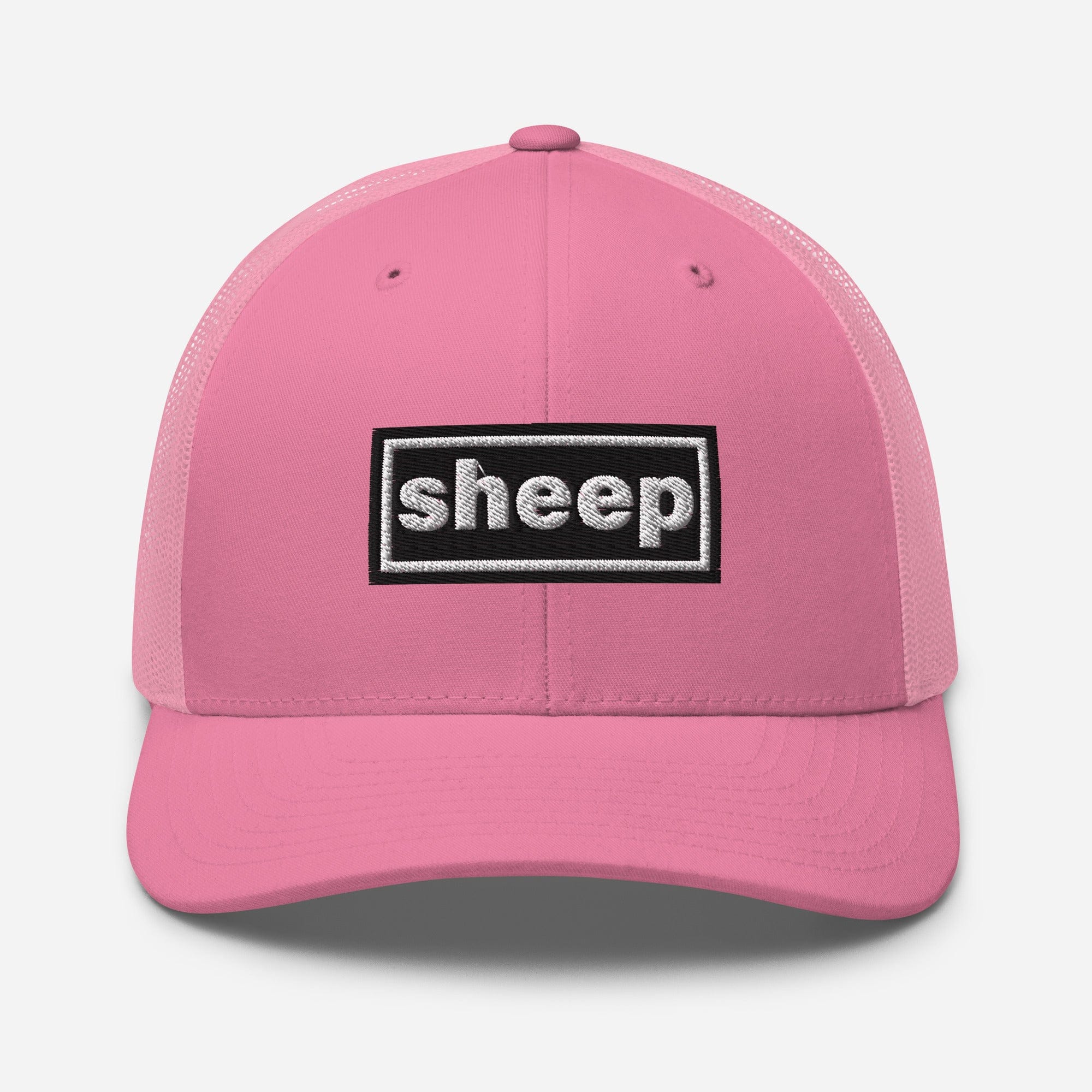 The Tractor Mugs Store Pink Oasis Style Retro Sheep | Trucker Cap Quality Farmers Merch