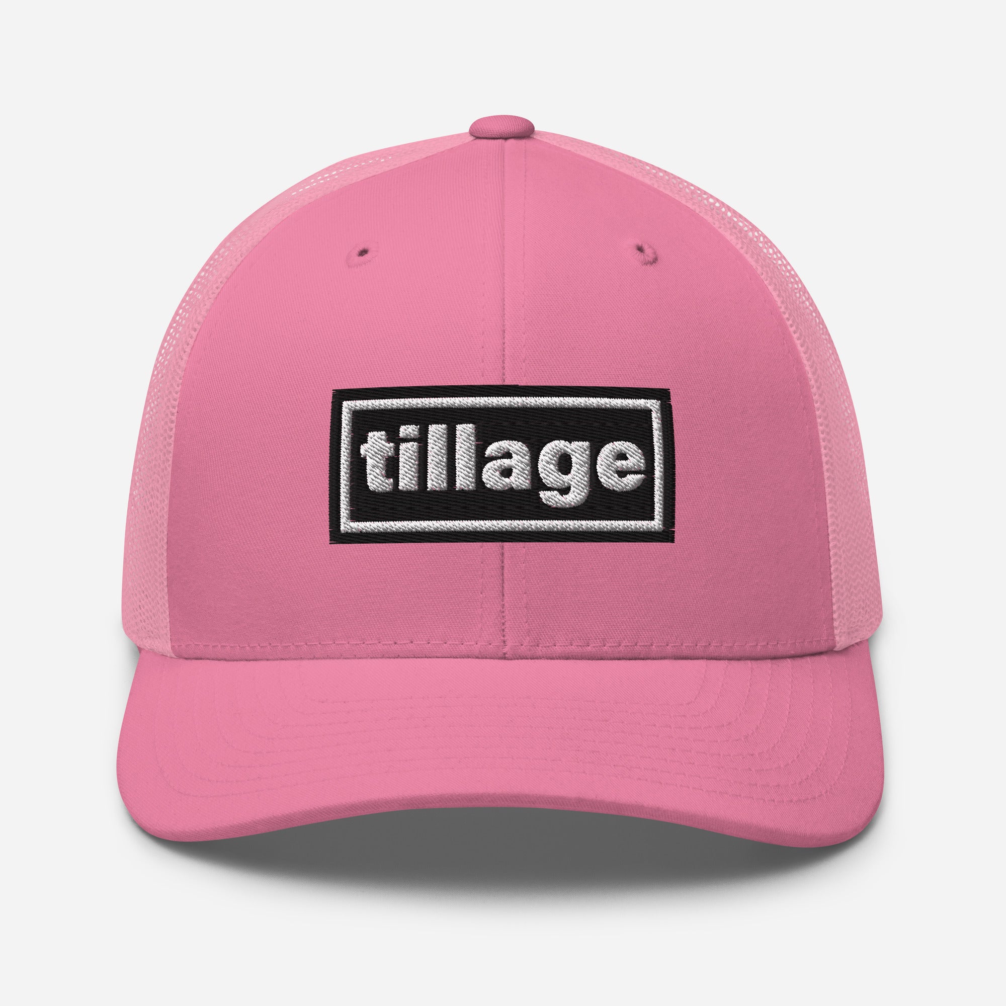 The Tractor Mugs Store Pink Oasis Style Retro Tillage | Trucker Cap Quality Farmers Merch