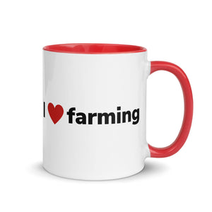 The Tractor Mugs Store Red / 11 oz I Love Farming | Mug with Color Inside Quality Farmers Merch