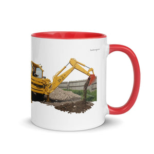 The Tractor Mugs Store Red / 11 oz JCB 3 Working Oil Painting | Mug with Colour Inside Quality Farmers Merch
