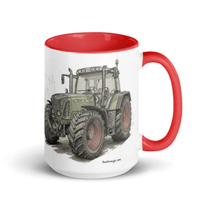 The Tractor Mugs Store Red / 15 oz Fendt Favorit 818 Pencil Sketch | Mug with Color Inside Quality Farmers Merch