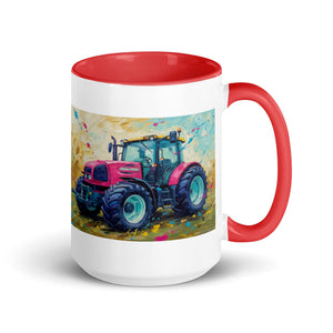 The Tractor Mugs Store Red / 15 oz Renault ares 696 rz Splash Art | Mug with Color Inside Quality Farmers Merch