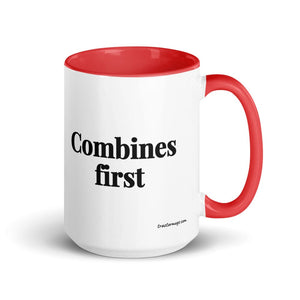 The Tractor Mugs Store Red Combines First | 15 oz Mug with Color Inside Quality Farmers Merch