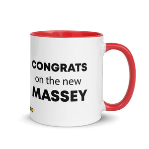 The Tractor Mugs Store Red Congrats On The New Massey | Mug with Color Inside Quality Farmers Merch