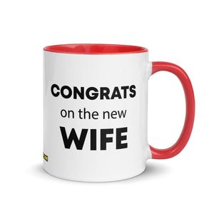 The Tractor Mugs Store Red Congrats On the New Wife  | Mug with Color Inside Quality Farmers Merch