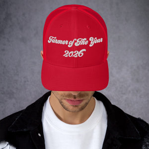 The Tractor Mugs Store Red Farmer of The Year 2026 | Retro 70's Trucker Cap Quality Farmers Merch