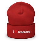 The Tractor Mugs Store Red I Love Tractors | Cuffed Beanie Quality Farmers Merch