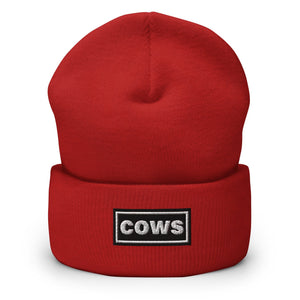 The Tractor Mugs Store Red OASIS Style 'Cows' | Cuffed Beanie Quality Farmers Merch