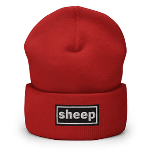 The Tractor Mugs Store Red OASIS Style 'Sheep' | Cuffed Beanie Quality Farmers Merch