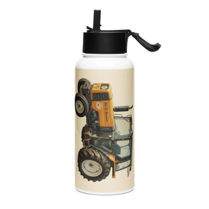 The Tractor Mugs Store Renault 65-32 MX Oil Painting | Stainless steel water bottle with a straw lid Quality Farmers Merch