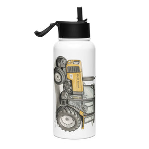 The Tractor Mugs Store Renault 65-32 MX Pencil Sketch | Stainless steel water bottle with a straw lid Quality Farmers Merch