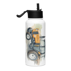 The Tractor Mugs Store Renault 65-32 MX Watercolor | Stainless steel water bottle with a straw lid Quality Farmers Merch