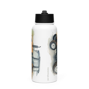The Tractor Mugs Store Renault 65-32 MX Watercolor | Stainless steel water bottle with a straw lid Quality Farmers Merch
