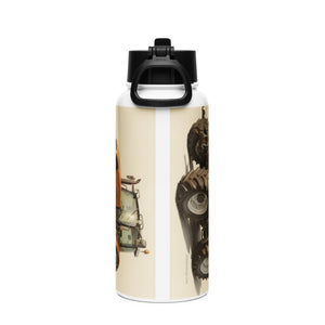 The Tractor Mugs Store Renault ares 696 rz Oil Painting | Stainless steel water bottle with a straw lid Quality Farmers Merch