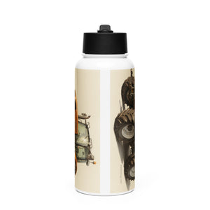 The Tractor Mugs Store Renault ares 696 rz Oil Painting | Stainless steel water bottle with a straw lid Quality Farmers Merch