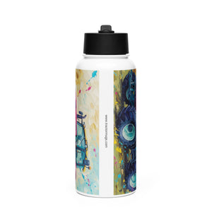 The Tractor Mugs Store Renault ares 696 rz Splash Art | Stainless steel water bottle with a straw lid Quality Farmers Merch