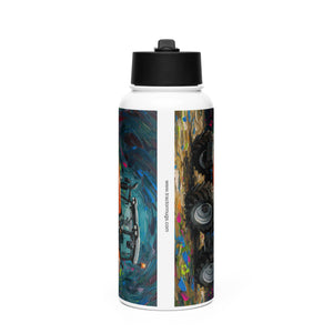 The Tractor Mugs Store SAME Explorer 105 (Stage V) Splash Art | Stainless steel water bottle with a straw lid Quality Farmers Merch