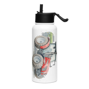 The Tractor Mugs Store SAME Explorer 105 (Stage V) Watercolor | Stainless steel water bottle with a straw lid Quality Farmers Merch