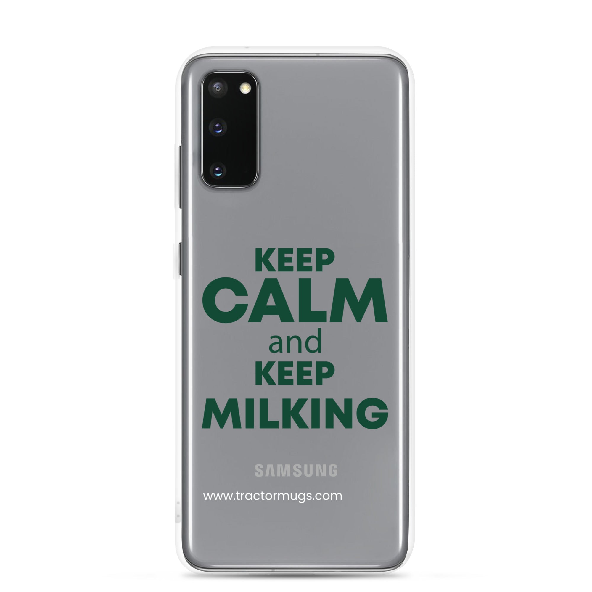 The Tractor Mugs Store Samsung Galaxy S20 KEEP CALM and KEEP MILKING | Clear Case for Samsung® Quality Farmers Merch