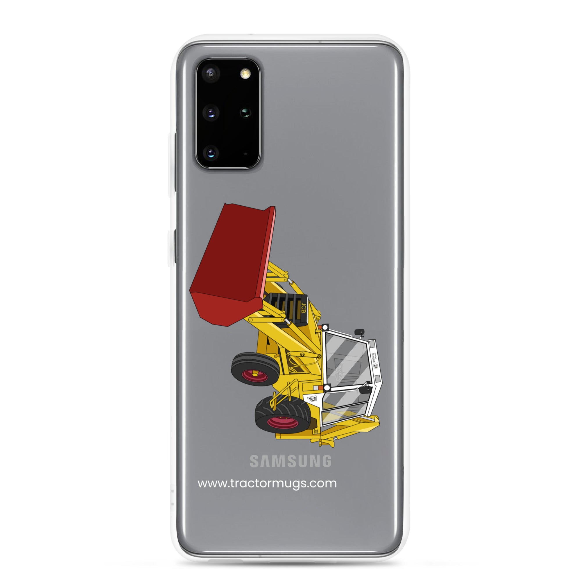 The Tractor Mugs Store Samsung Galaxy S20 Plus JCB 3CX White Cabin 2WD | Clear Case for Samsung® Quality Farmers Merch