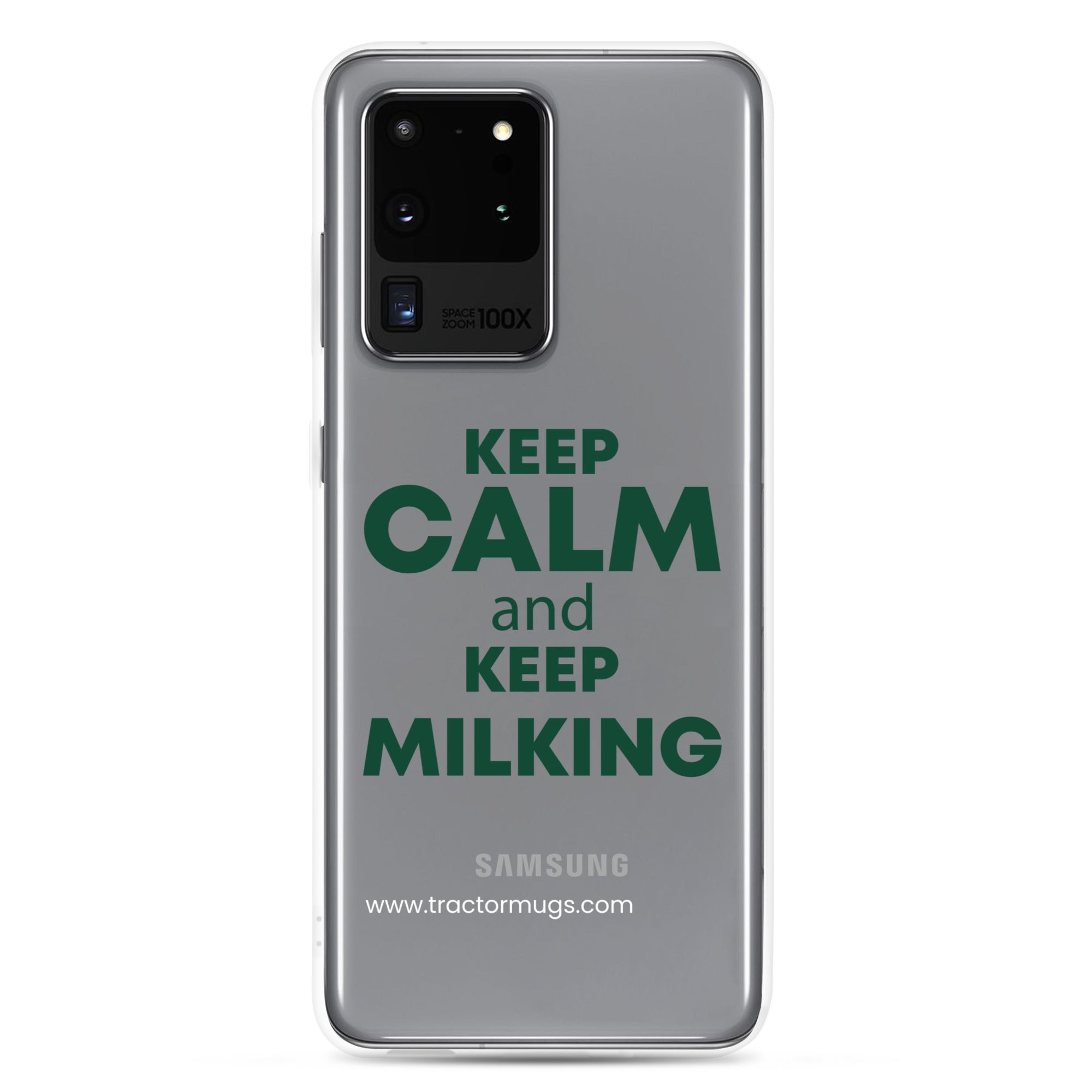 The Tractor Mugs Store Samsung Galaxy S20 Ultra KEEP CALM and KEEP MILKING | Clear Case for Samsung® Quality Farmers Merch