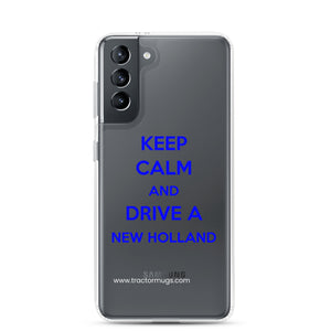 The Tractor Mugs Store Samsung Galaxy S21 Keep Calm New Holland | Clear Case for Samsung® Quality Farmers Merch