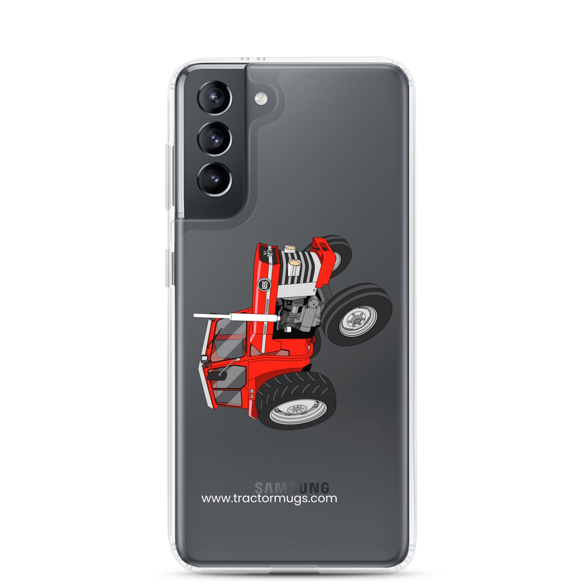 The Tractor Mugs Store Samsung Galaxy S21 Massey Ferguson 185  |  Clear Case for Samsung® Quality Farmers Merch