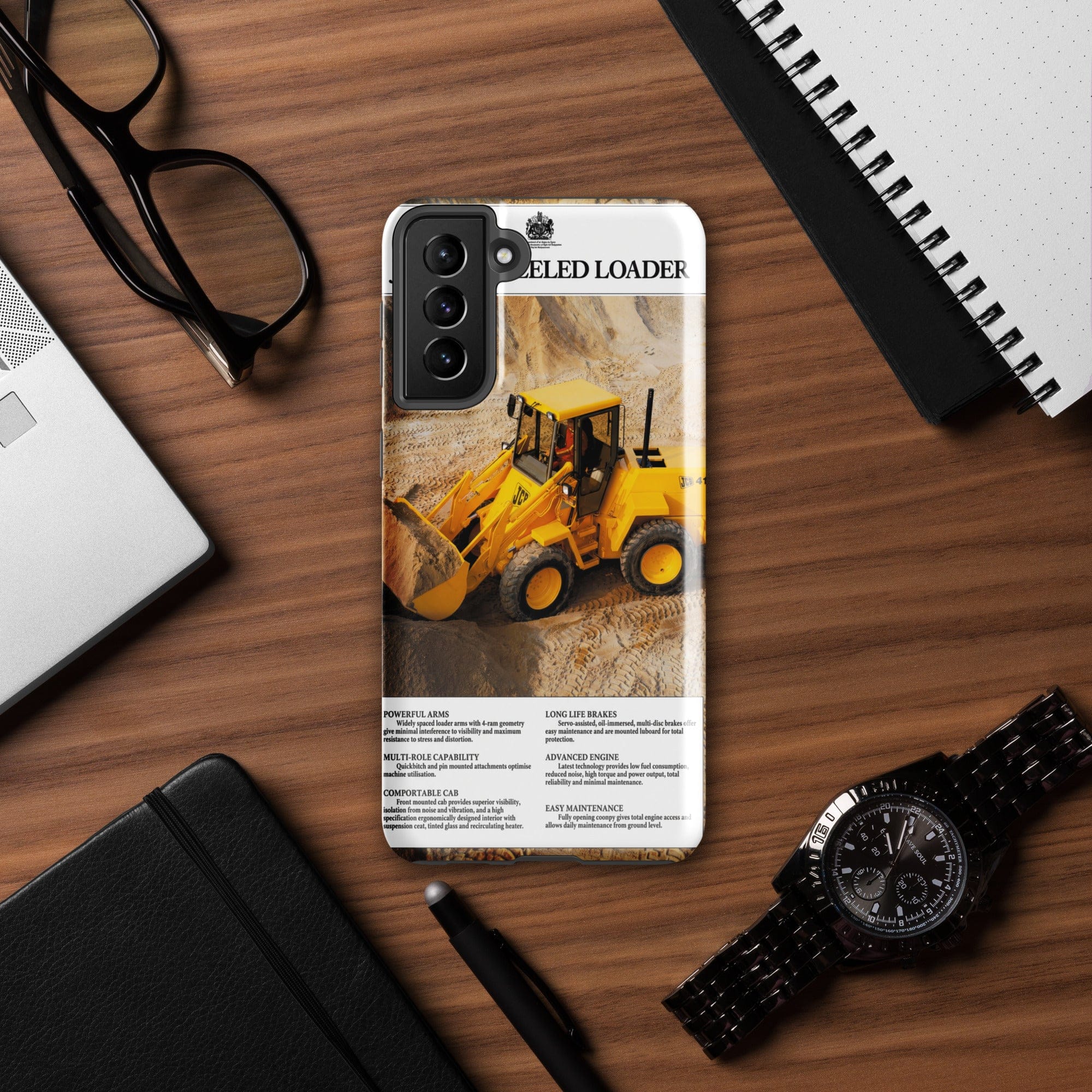 The Tractor Mugs Store Samsung Galaxy S21 Plus JCB 415 Loader Advert | Tough case for Samsung® Quality Farmers Merch