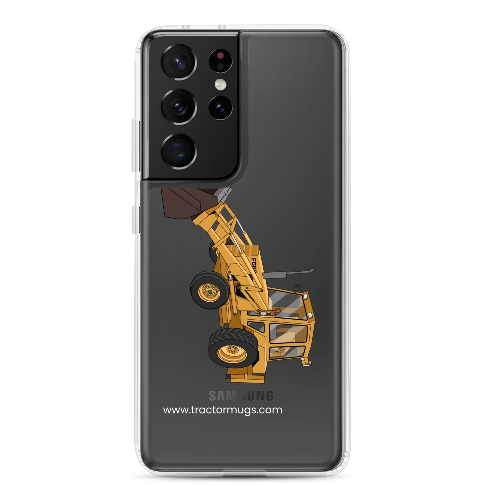 The Tractor Mugs Store Samsung Galaxy S21 Ultra Ford 550 Backhoe | Clear Case for Samsung® Quality Farmers Merch