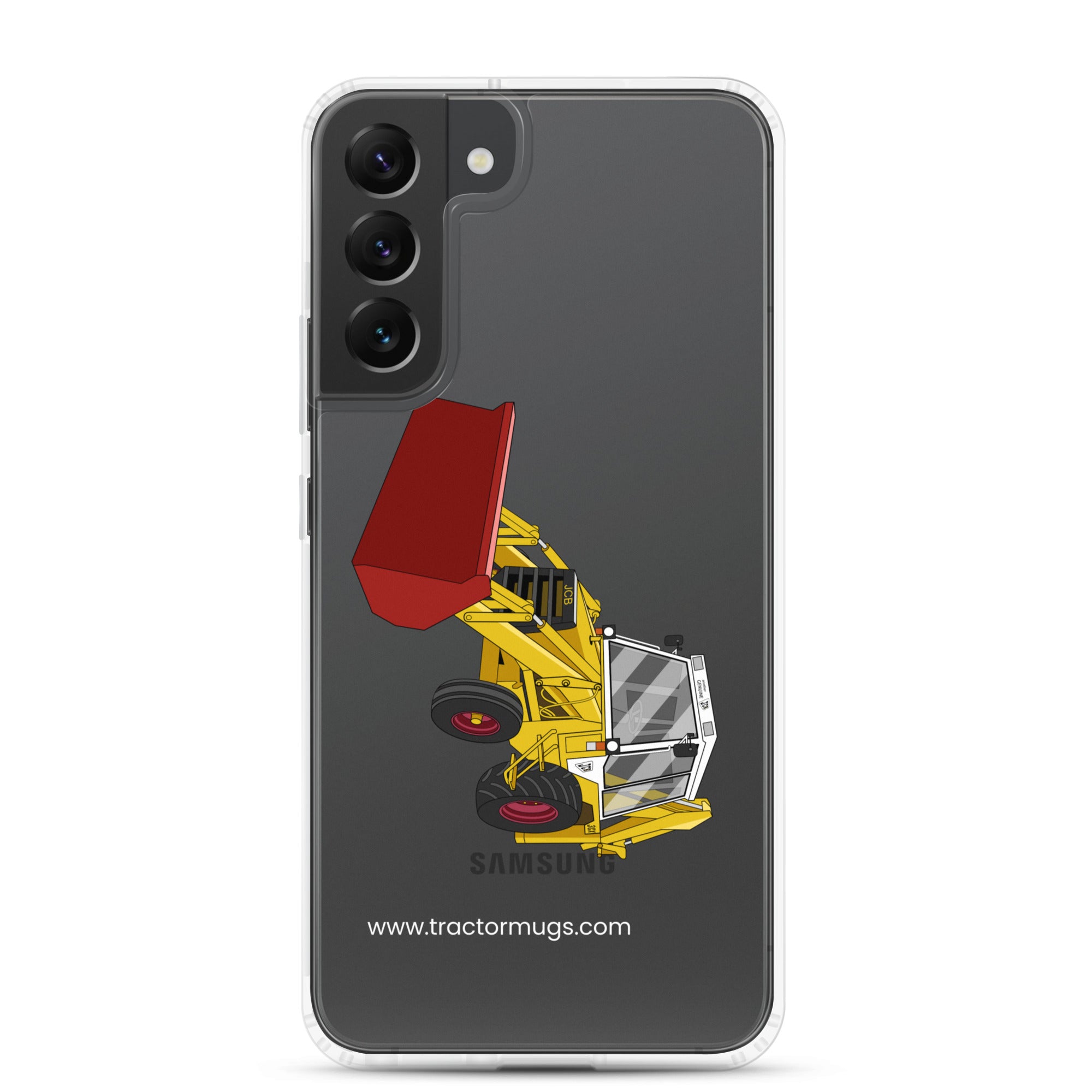 The Tractor Mugs Store Samsung Galaxy S22 Plus JCB 3CX White Cabin 2WD | Clear Case for Samsung® Quality Farmers Merch