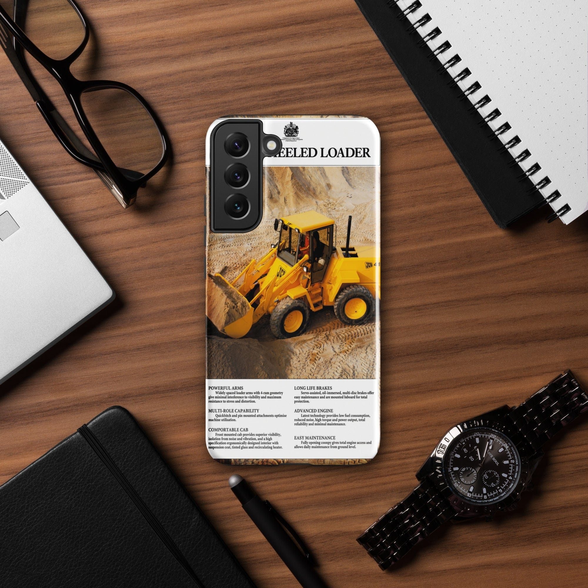 The Tractor Mugs Store Samsung Galaxy S22 Plus JCB 415 Loader Advert | Tough case for Samsung® Quality Farmers Merch