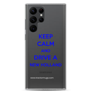 The Tractor Mugs Store Samsung Galaxy S22 Ultra Keep Calm New Holland | Clear Case for Samsung® Quality Farmers Merch