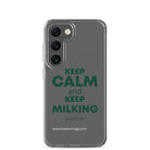 The Tractor Mugs Store Samsung Galaxy S23 KEEP CALM and KEEP MILKING | Clear Case for Samsung® Quality Farmers Merch