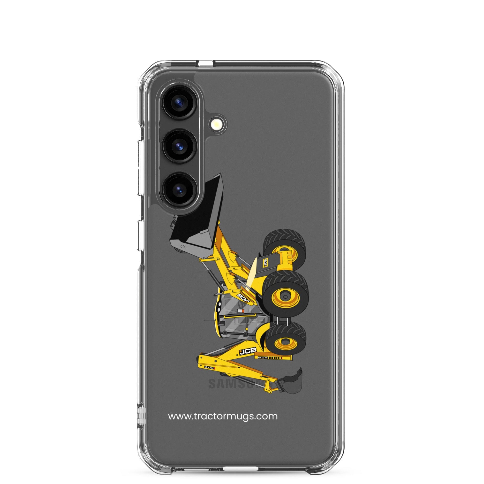 The Tractor Mugs Store Samsung Galaxy S24 JCB 5CX Backhoe | Clear Case for Samsung® Quality Farmers Merch