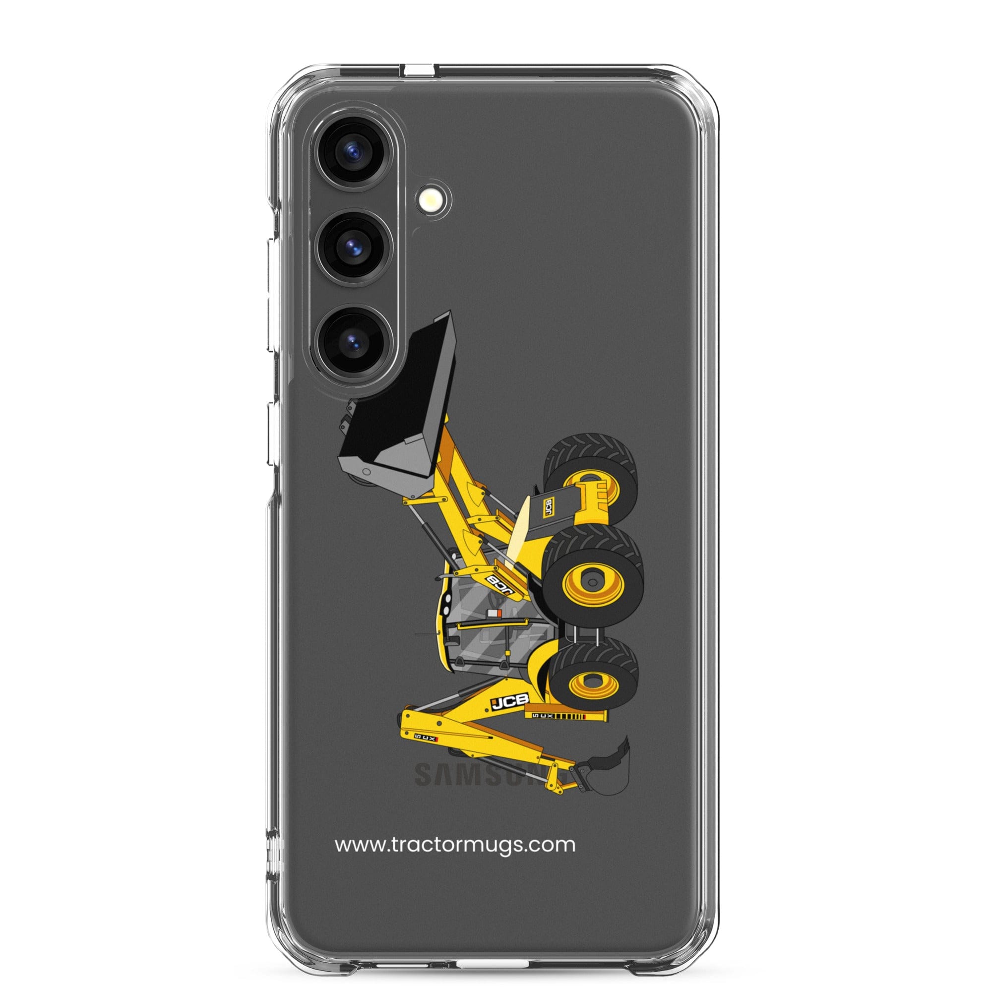 The Tractor Mugs Store Samsung Galaxy S24 Plus JCB 5CX Backhoe | Clear Case for Samsung® Quality Farmers Merch