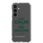 The Tractor Mugs Store Samsung Galaxy S24 Plus KEEP CALM and KEEP MILKING | Clear Case for Samsung® Quality Farmers Merch