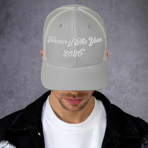 The Tractor Mugs Store Silver Farmer of The Year 2026 | Retro 70's Trucker Cap Quality Farmers Merch